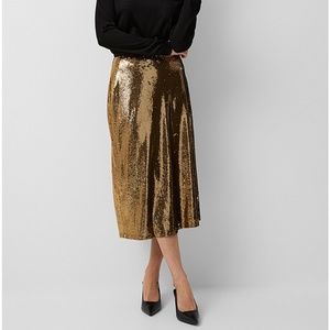 Michael Kors golden myriad of sequins flared midi skirt NWT